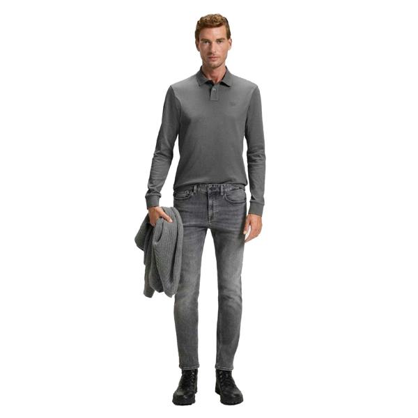 Boss Mens Passerby Slim Long-Sleeved Polo Shirt - Grey - 