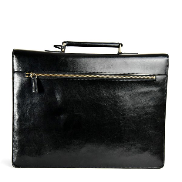 David WeJ Smooth Leather Briefcase - Black
