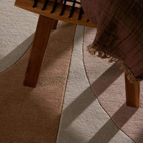 Ted Baker wool Cream beige rug, geometric design, ultra soft pile, hand-woven, durable material.