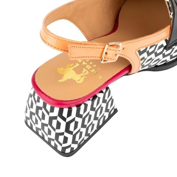 Embassy London Diana - Peach & Hexa Print - Women's block heel slingback leather pump