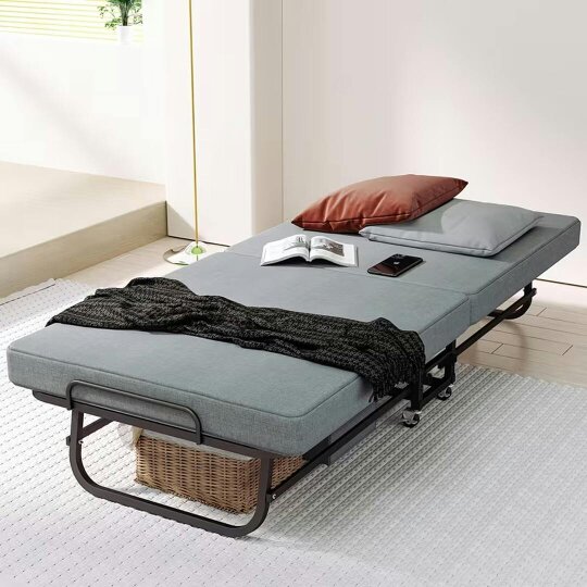 Havendro Adult Portable Folding Bed w/Memory Foam Mattress 190x80cm Wheels Easy Storage