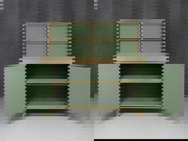 Arbor Garden Solutions Wooden UniMDF Moisture Resistant Workbench With Lockable Cupboard (V.9) With Back panel, Double shelf