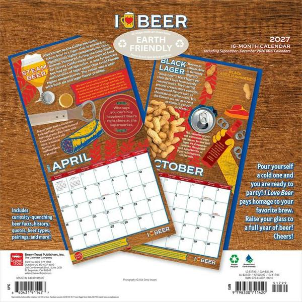I Love Beer Calendar 2027, Wall Calendars, Month To View, Lifestyle, Gift