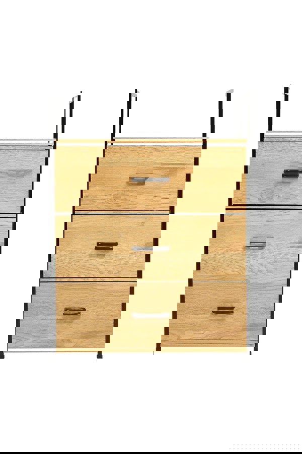 Living and Home Freestanding 3-Drawer Wood and Fabric Storage Cabinet