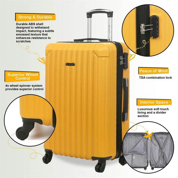 Snowball Hard Shell ABS 4 Wheels Luggage Travel Cabin Suitcase Set