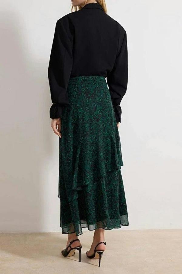 WOVCOR Animal Print Lined Woven Skirt