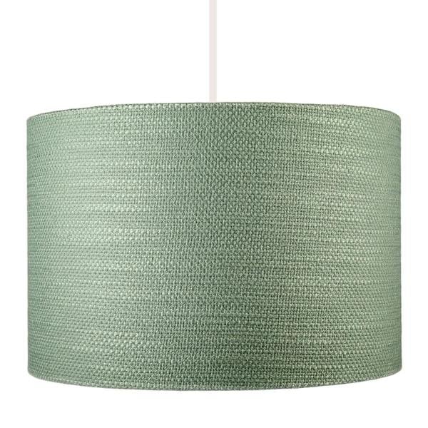 Desert Sage Green Textured Linen Pendant Lighting Shade with Diffuser Image 8