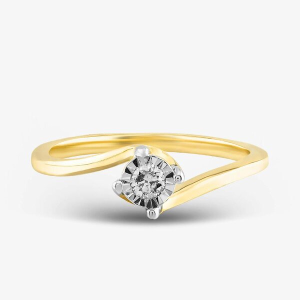 T. H. Baker 9ct Yellow Gold 0.10ct Diamond Solitaire Twist Ring TH010144R