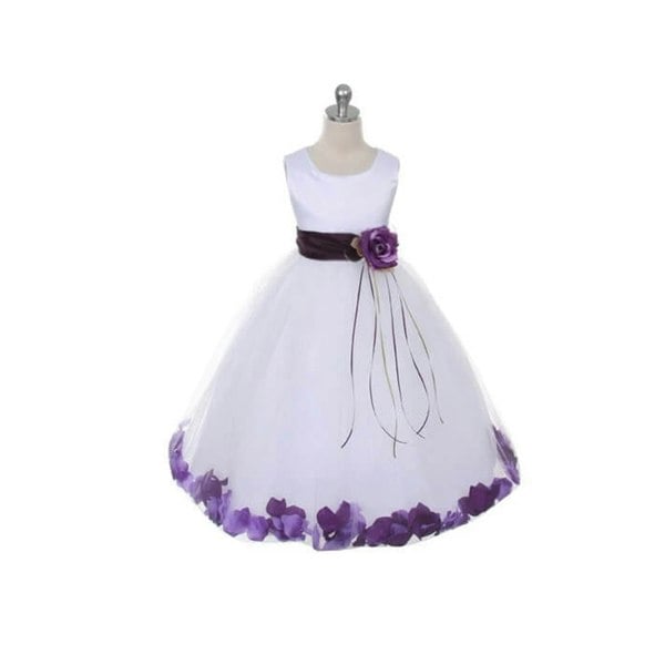 Kenza flower girl dress with Cadbury Purple Petal Colour and Sash