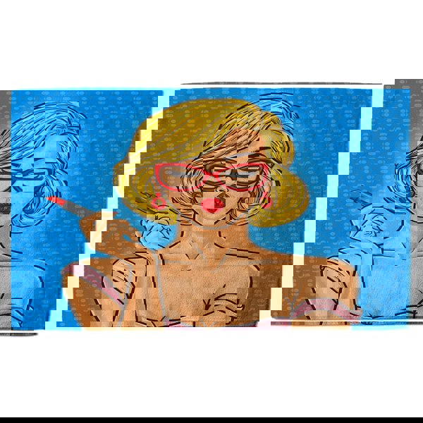 Benjamin Tate Design Pop art illustration woman paints her lips (Bath Towel)