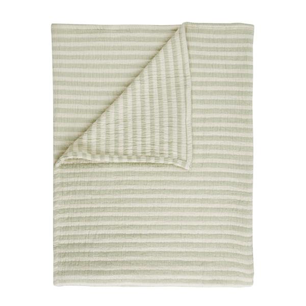 Bianca Cotton Muslin Stripe Blanket Throw Green