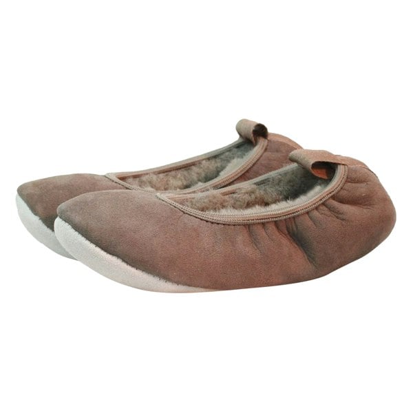 Eastern Counties Leather Womens/Ladies Sheepskin Lined Ballerina Slippers - Mink