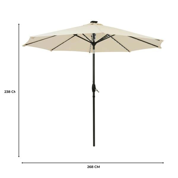 Jardi LED Tilt Parasol 2.7m – Cream