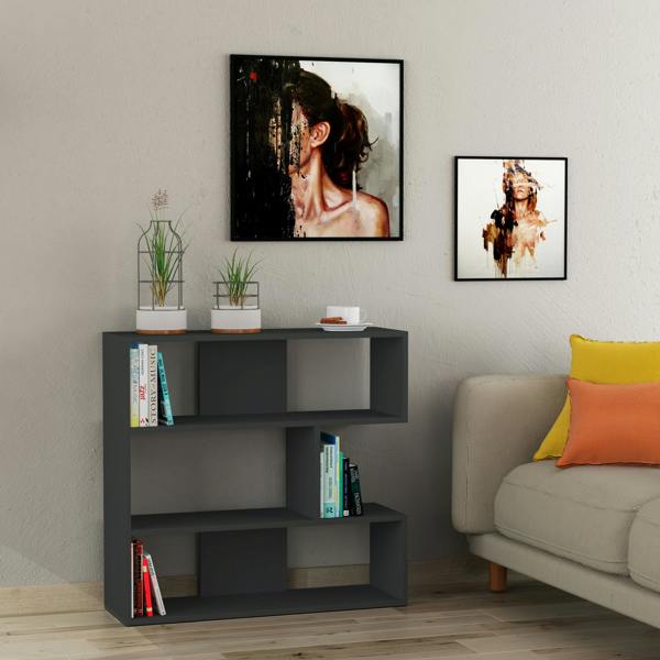 Decortie Molly Modern Corner Bookcase 3 Tier Room Divider Storage Unit Freestanding Melamine Finish 89cm
