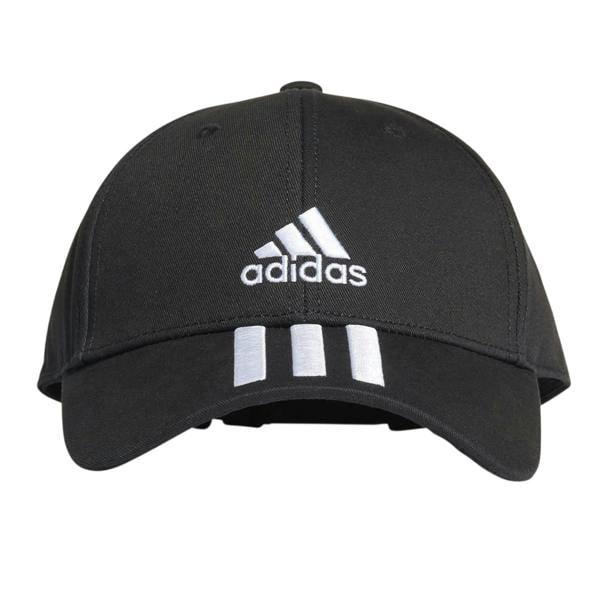 Adidas Mens 3 Stripes Cotton Twill Baseball Cap - Black/White - 