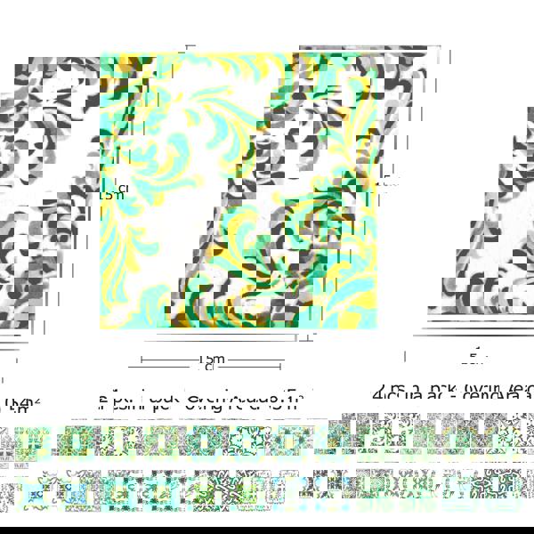 WT1520 - Turkish Green Mosaic Tile Sticker - 15 cm x 15 cm - 24 pcs