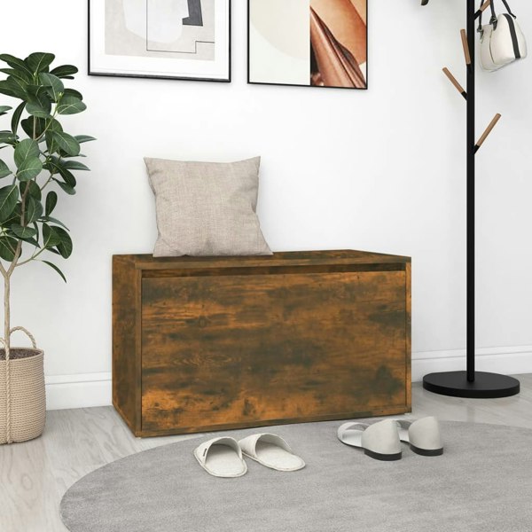 Berkfield Hall Bench 80x40x45 cm Smoked Oak Engineered Wood