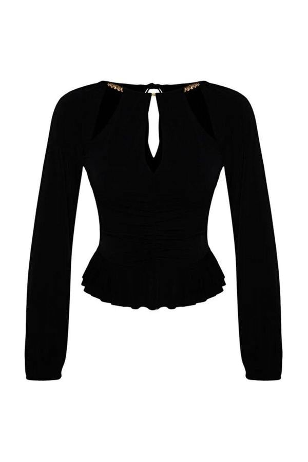 WOVCOR Cut Out Detail Knitted Blouse with Accessories
