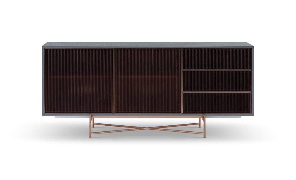Grey and Amber Glass Buffet Sideboard by Gillmore