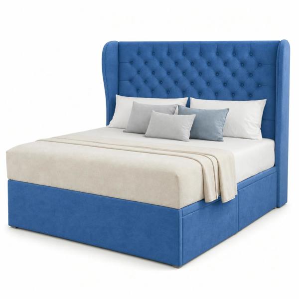 Great British Beds Mulberry Divan Bed - Blue Plush