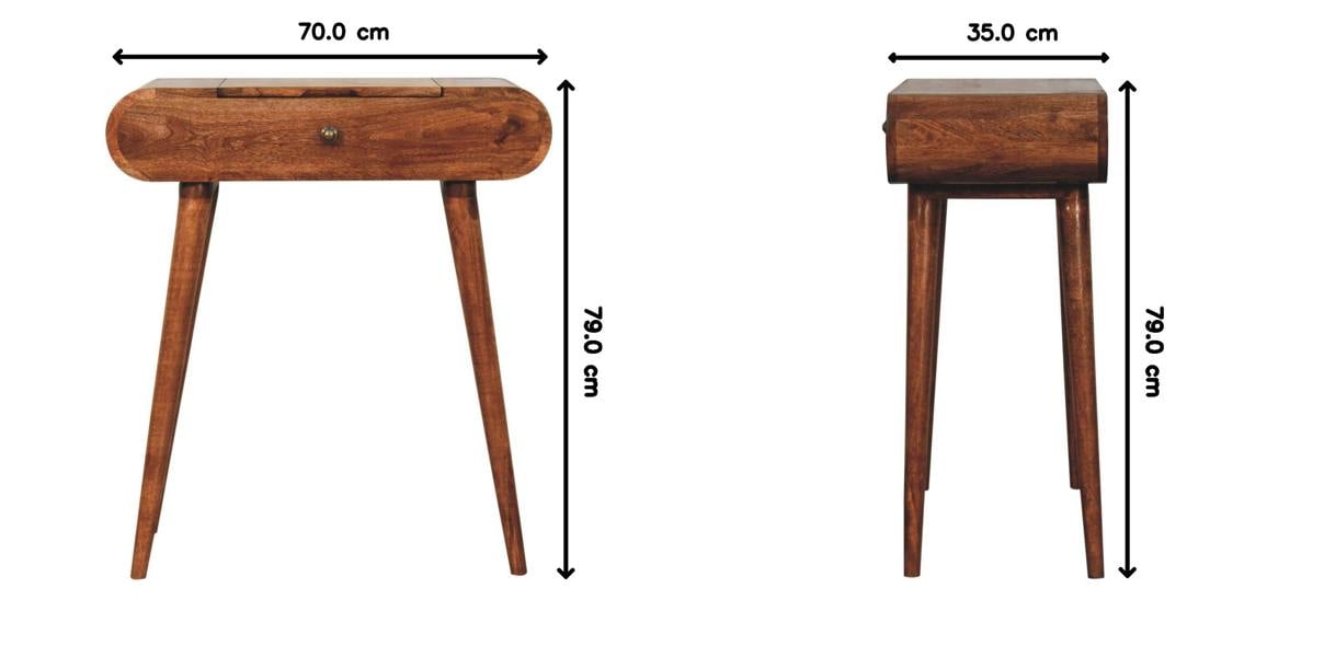Artisan Furniture Mini Honey Caramel Dressing Table with Foldable Mirror