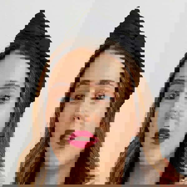 black fascinator bow headband for wedding guest