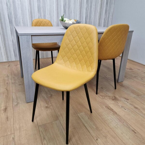 Kosy Koala Modern Rectangle Dining Table Set With 4 Mustard Gem Chairs Dining Room Furniture