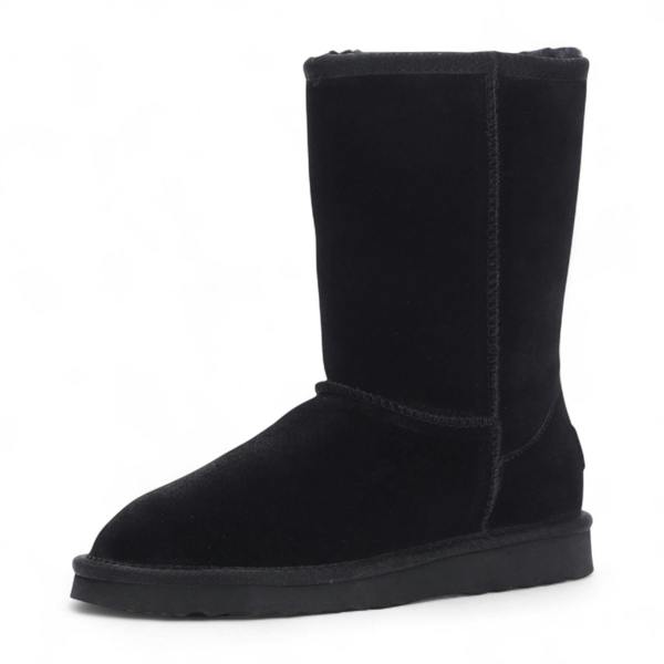 Infinity Leather Women's Genuine Sheepskin Black Suede Slip-On Ankle Winter Boots - Dusk