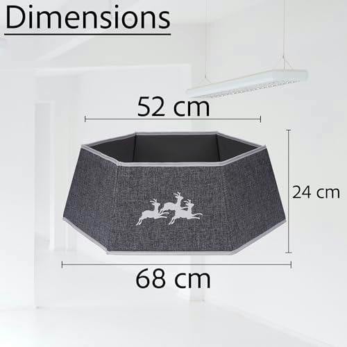 26.8 Inch Hexagonal Fabric Christmas Tree Collar in Grey, Foldable Tree Stand Cover image 3