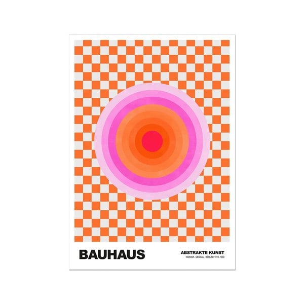 Bauhaus Art Print - Tangerine Checkerboard