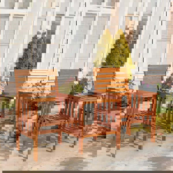 Rafaelo Mobilia Wooden 2 Seater Outdoor Bench With 2 Tier Table Love Seat Natural Brown