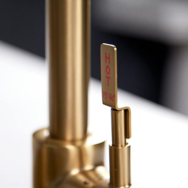 Flode Kraft Solo | Industrial Style Single Lever 3 in 1 Instant Boiling Tap | Brushed Brass Finish