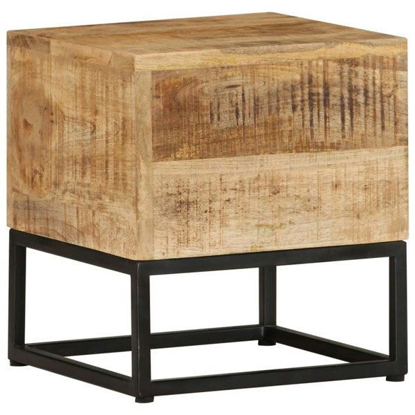 Berkfield Side Table 30x30x33 cm Rough Mango Wood