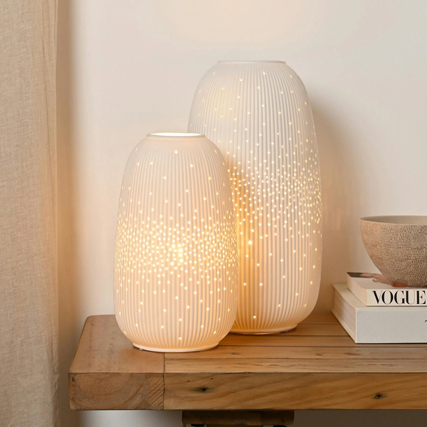 Hestia White Short Ribbed Table Lamp