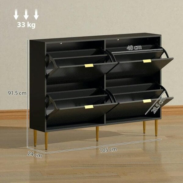 Bobobiy Elegant Four-Drawer Shoe Cabinet - Black