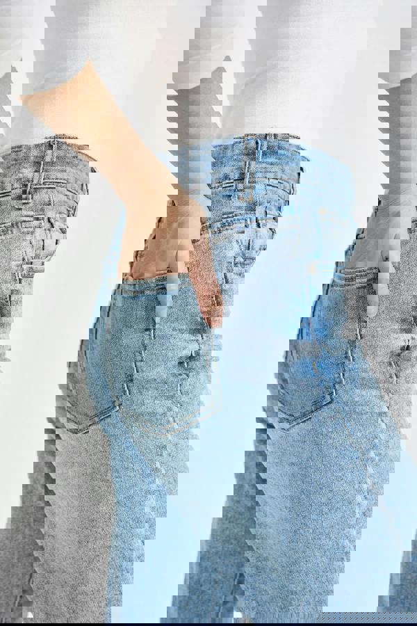 Mudflower Floral Embroidered Wide Leg Denim Jeans