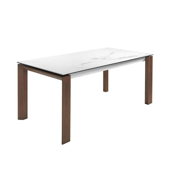 Angel Cerdá Rectangular porcelain marble and walnut extending dining table 1095
