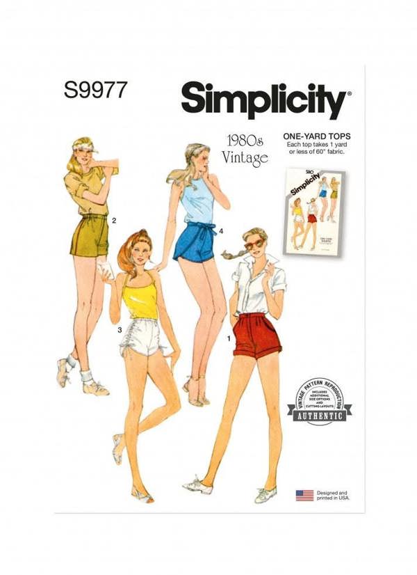 Simplicity Sewing Pattern 9977, Shorts, Vintage Style for Women, A (6-8-10-12-14) - Easy