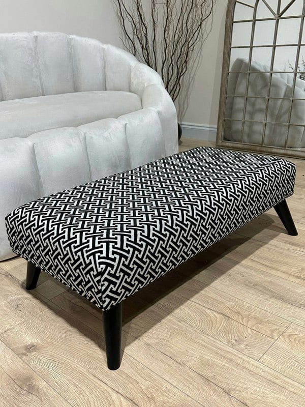 ISTOOLS Premium Eden Embossed Pattern Footstool Ottoman – Window Bay Seat & Multi-Use Coffee Table Bench (Non-Storage)