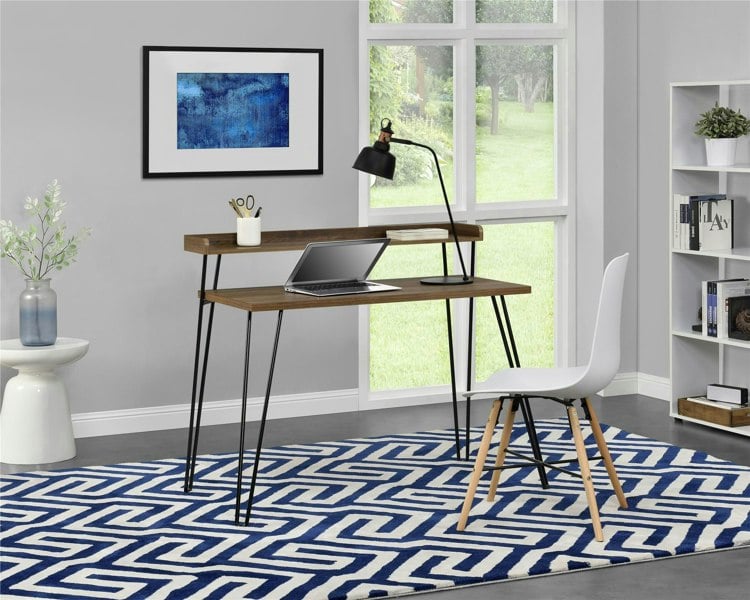 Dorel Home Haven Retro Desk with Riser in Walnut Look