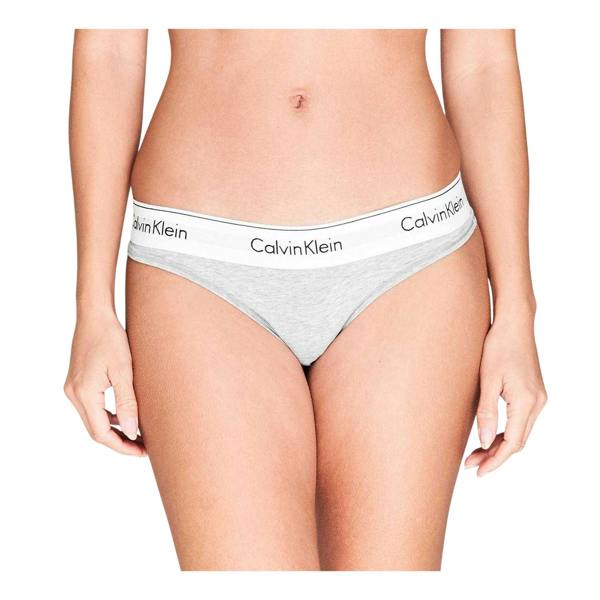 Calvin Klein Womens/Ladies Logo Cotton Blend Thong - Grey - 