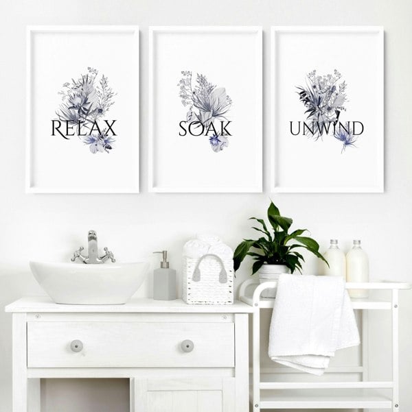 Country bathroom decor Set of 3 wall art