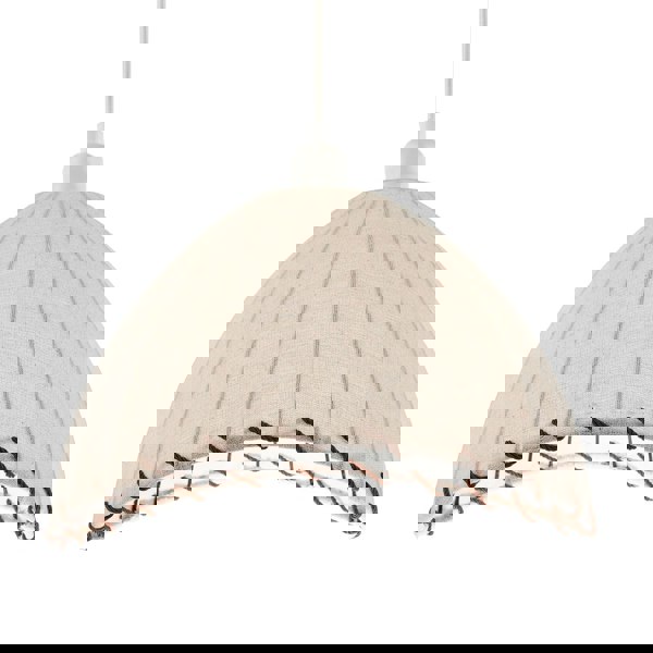 Natural Linen Oatmeal Beige Pendant Light Shade with Linking Rope Image 4