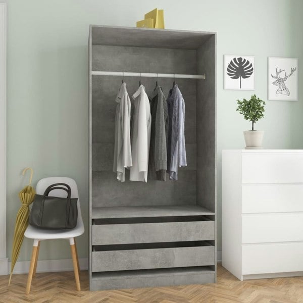 Berkfield Wardrobe Concrete Grey 100x50x200 cm Engineered Wood