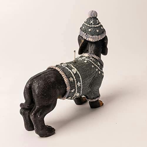 12cm Dachshund Dog Shaped Decorative Candle for Christmas Gift and Home Display, Black Wax image 6