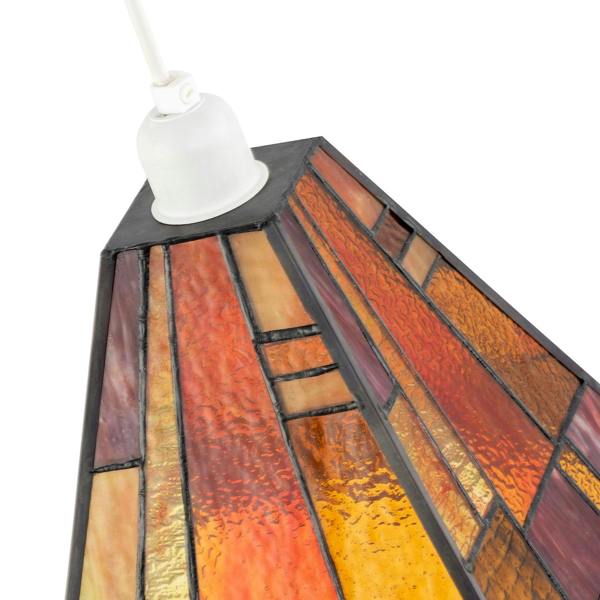 Art Deco Tiffany Pendant Lighting Shade with Orange and Amber Panels Image 3