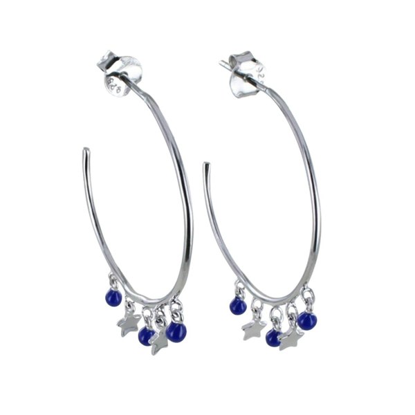 Blue Starry Sterling Silver Hoop Earring - Reeves & Reeves