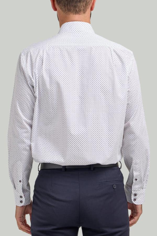 White Small Cross Print Cotton Shirt