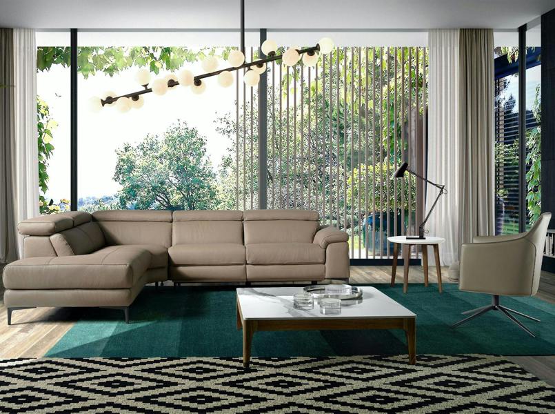 Angel Cerdá Relax corner sofa in mink leather 6042/6043