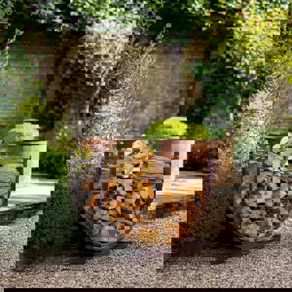 Nicoman Pre-Rusted Metal Firewood Log Holder